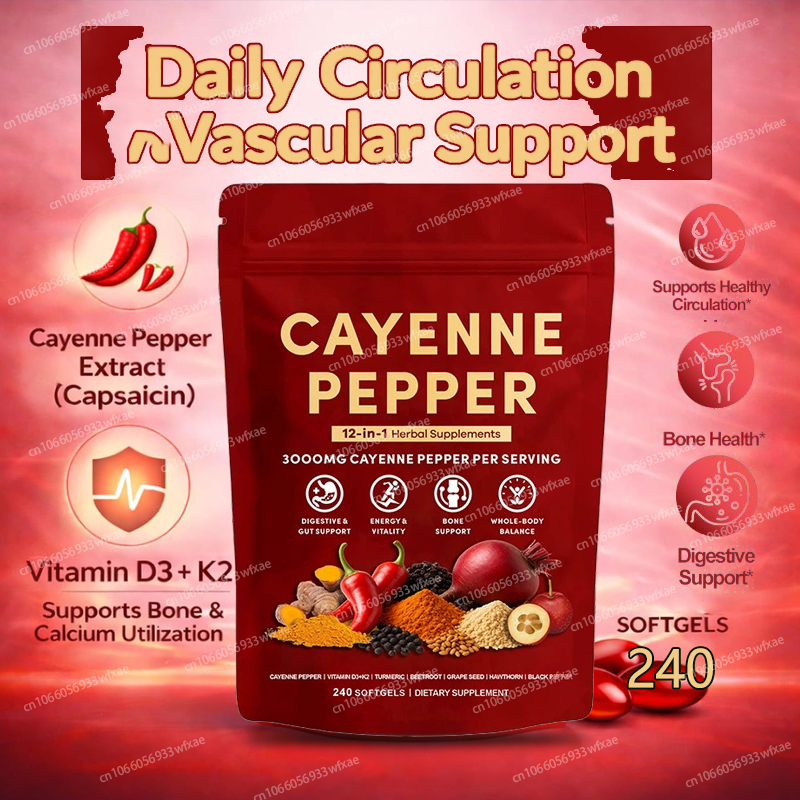 Vitamin D3 K2 Drop - Cayenne Pepper 240 Softgels Supports Bone,Digestive&Gut