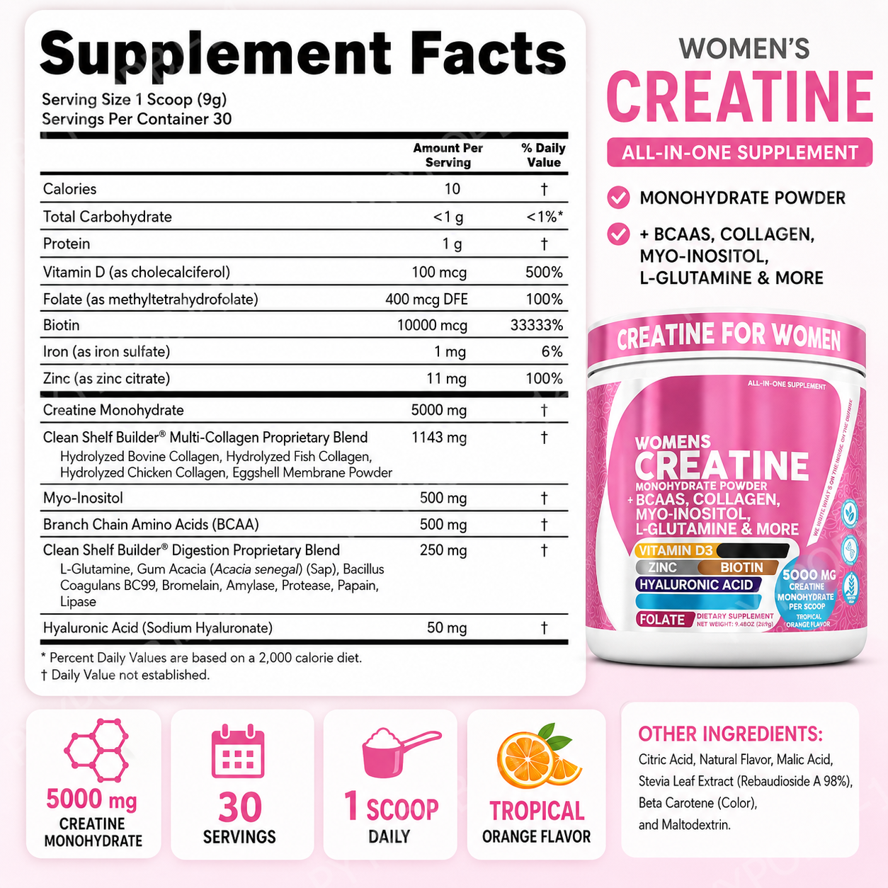 Woman Creatine Powder 269g Con - Nutrition Workout recensione e prezzo