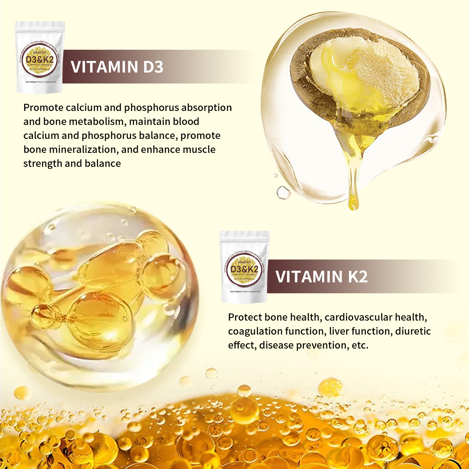 Vitamin D3 K2 Softgels - Vitam - Vitamin D3 K2 Drop recensione e prezzo