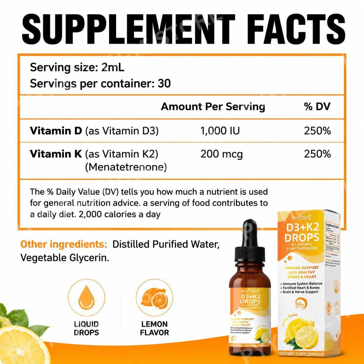 BIYODE Vitamin D3 K2 Liquid Dr - Vitamin D3 K2 Drop recensione e prezzo