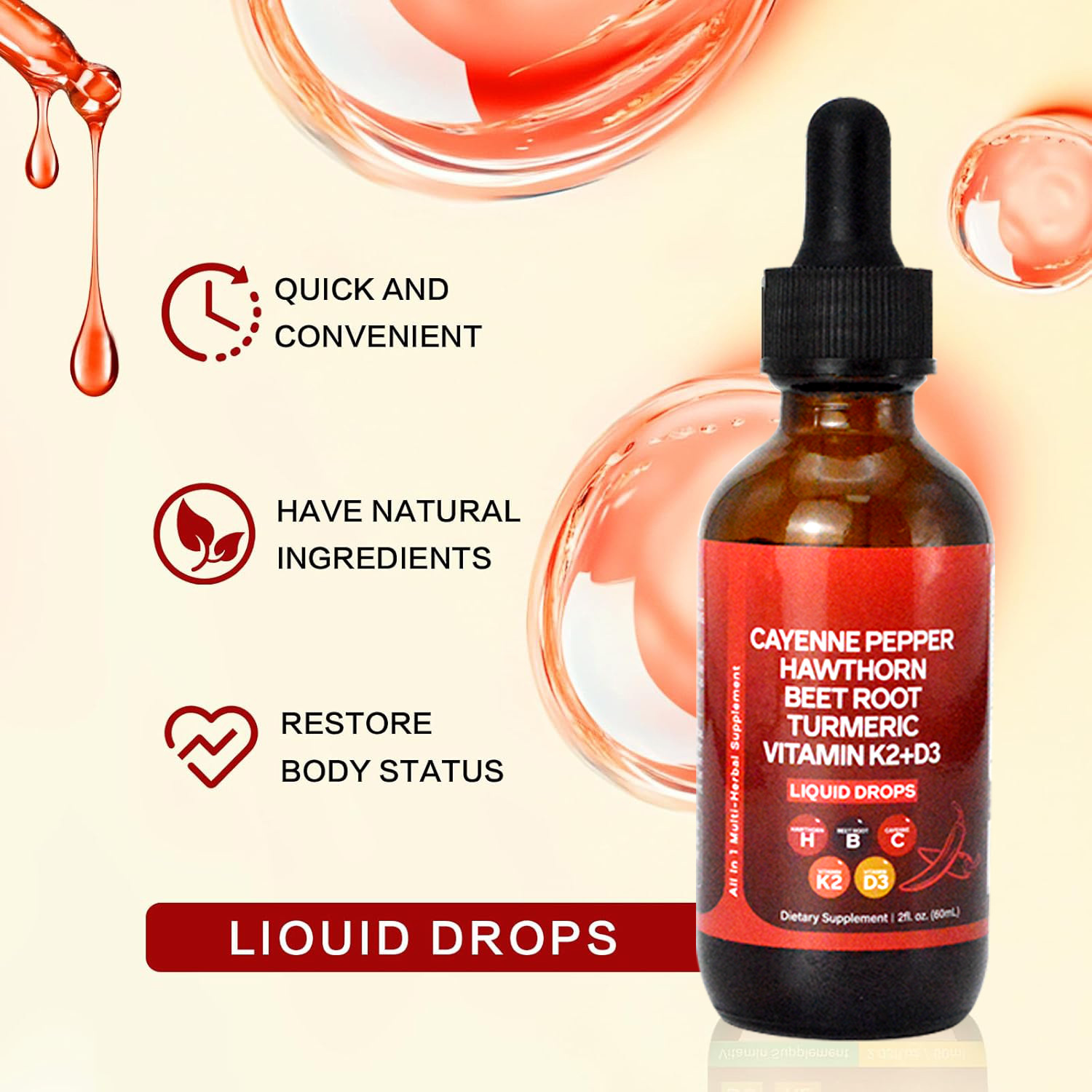 60ML Liquid Cayenne Pepper Dro - Vitamin D3 K2 Drop recensione e prezzo