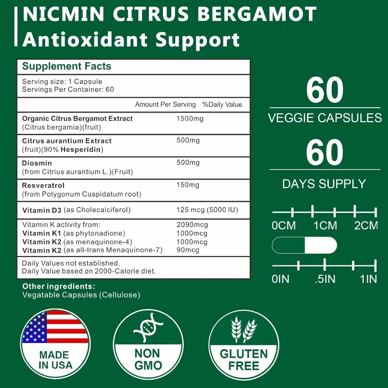 Citrus Bergamot 1500mg Contain - Vitamin D3 K2 Drop recensione e prezzo