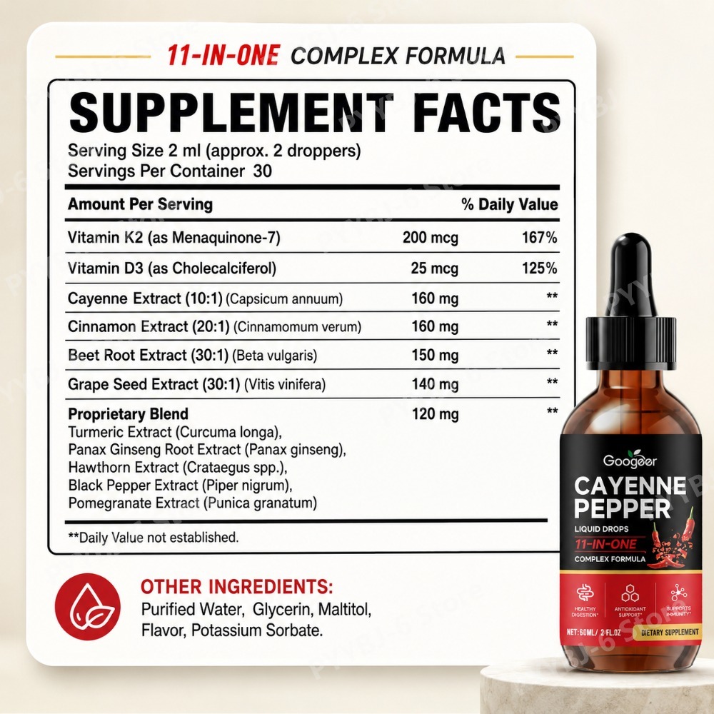 Googeer Cayenne Pepper Liquid  - Vitamin D3 K2 Drop recensione e prezzo